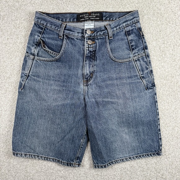Vintage Men's Guess Jeans Mid Wash Denim Shorts 29 - Picture 2 of 6